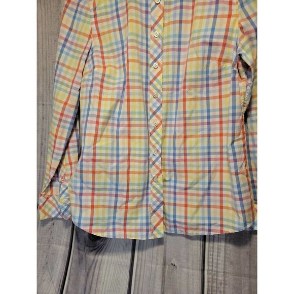 Women's Talbots Multi Colored Plaid Buttonup Shirt Longsleeved Cotton SP - Picture 4 of 6
